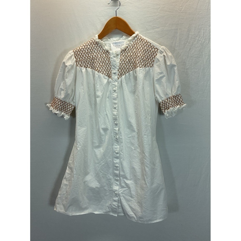 The Shirt by Rochelle Behrens Sz S Shirt Nicole Dress Pockets Embroidered Puff